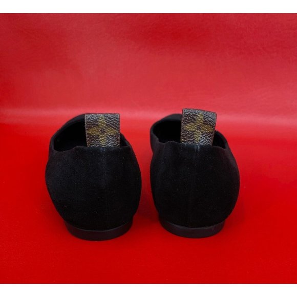 Louis Vuitton Uniformes Uniform Black Suede Logo Tabs Ballet Flats 39 1/2 M - Picture 4 of 15